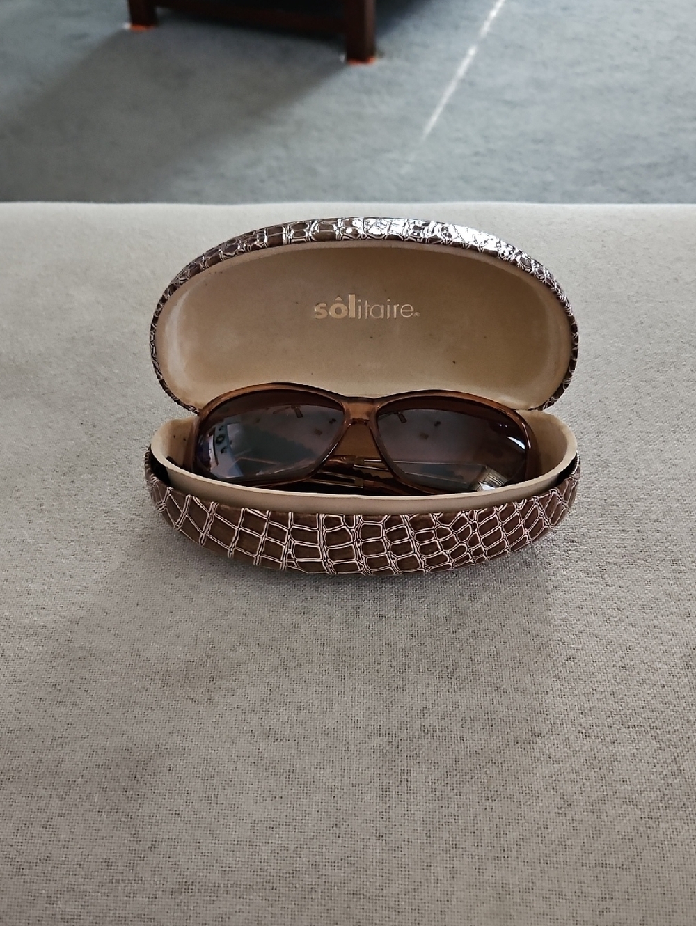 Ladies Solitaire Brand Brown Tortoiseshell Sunglasses with Croc-Texture Case